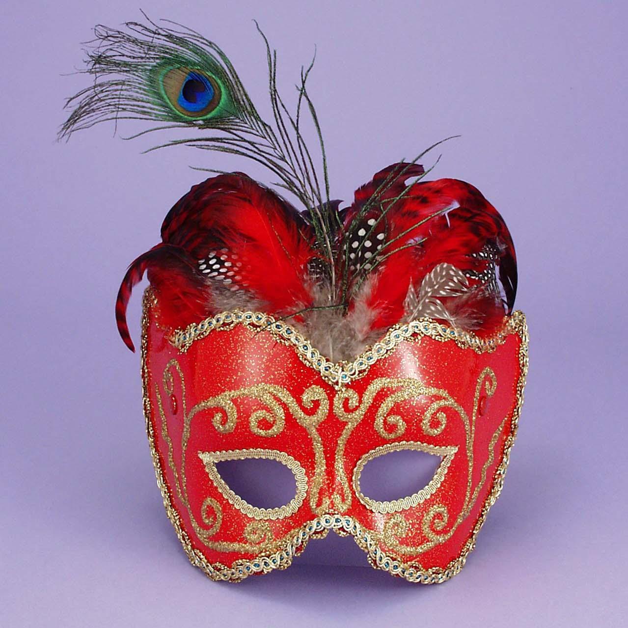 Mardi Gras Mask W/ Feather