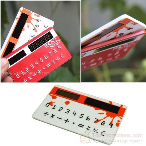 Mini White Solar Power Credit Card Style Pocket Calculator