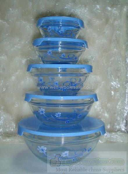 clear glass bowls with decals