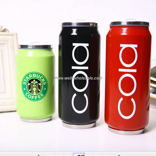 Wholesale creative cans stainless steel vacuum keep-warm glass coke bottle