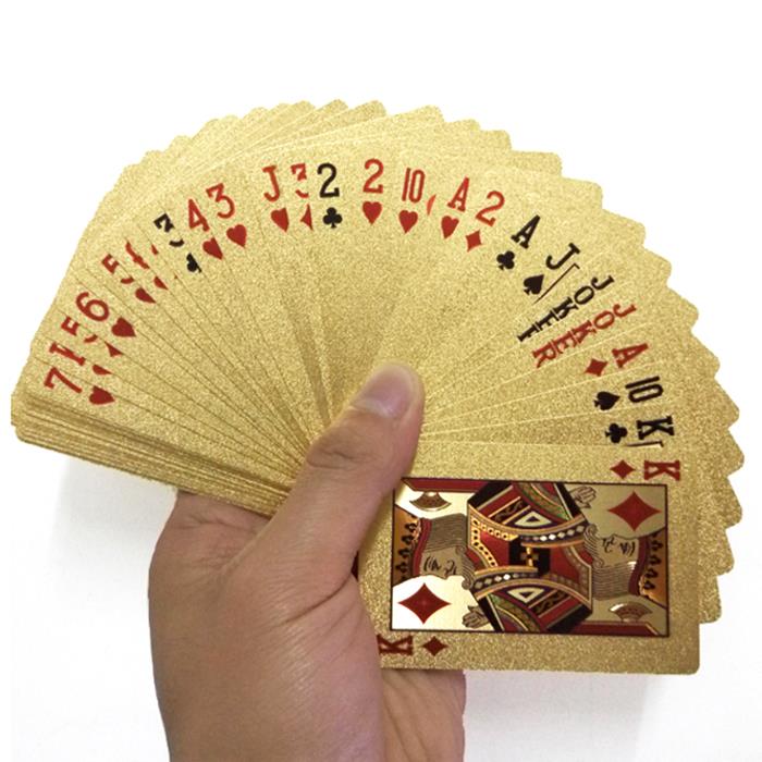 OEM 24K Gold Color Plated Foil 54 PCS Waterproof Poker Playing Cards