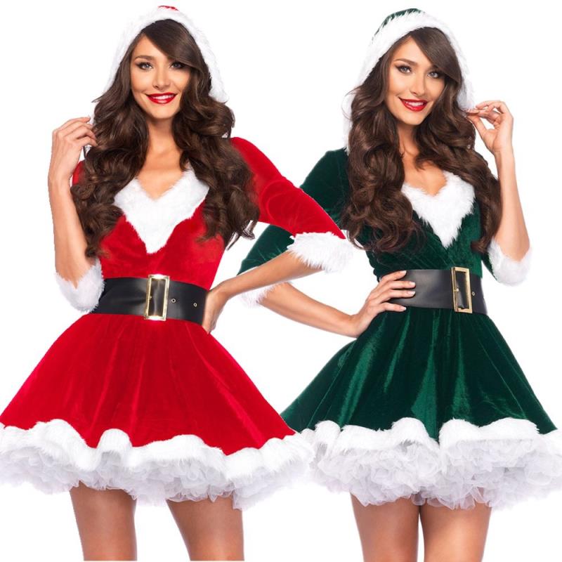 Women Santa Costume Santa Dress Christmas Party Dress For Girls Women Clothes