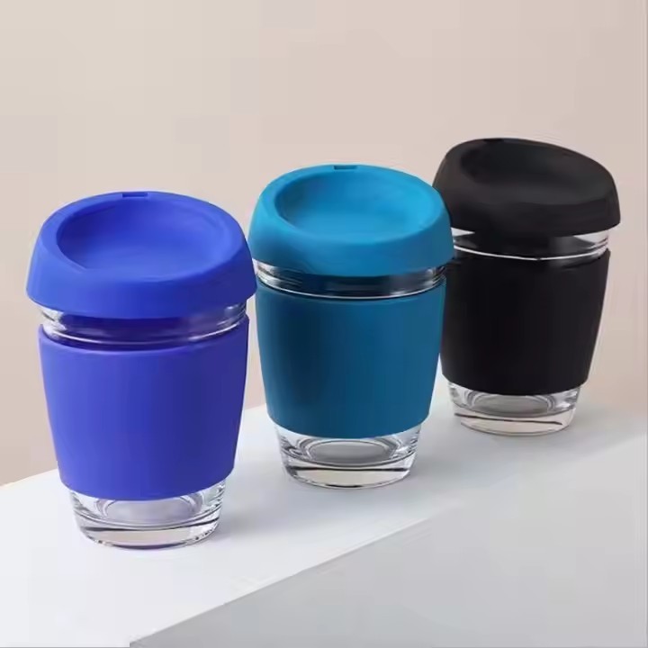 New Arrivals Customizable Sublimation Multicolor Insulated Drink Water Vacuum Coffee Glass Cups With Lid and Silica Gel