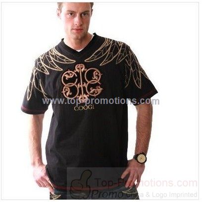 Coogi Men Flight V Neck Black T Shirts