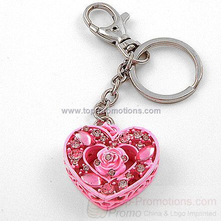 Pink Rose Heart Purse Charm