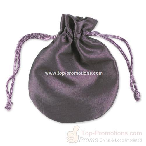 Round Plum Satin Pouch