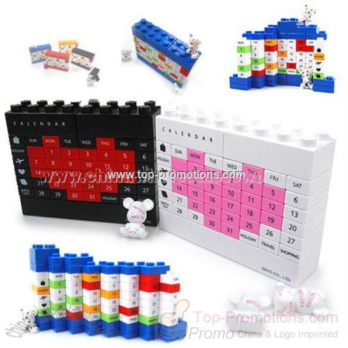 Plastic Desk Calendar Bricks 3D Puzzle DIY Toy