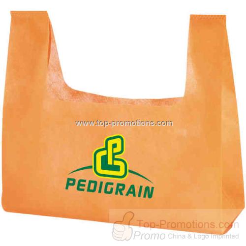 Non woven polypropylene tote bag with cut out hand