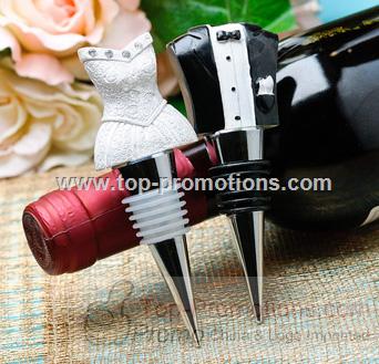 Bride and Groom Wine Bottle Stopper Set