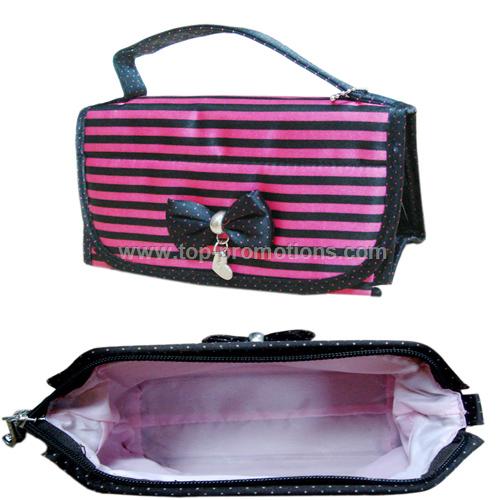 Satin material cosmetic bag