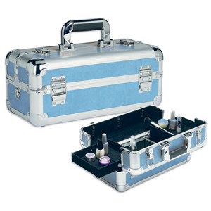 Baby Blue Snakeskin Train Case