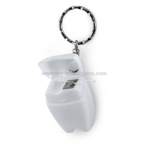 Dental floss tooth keychain