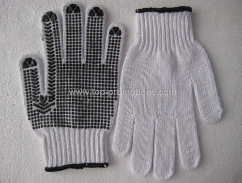 Black PVC Palm Dotted Knit Gloves