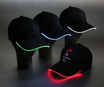 Light Up Baseball Hat - Khaki - Blue LED