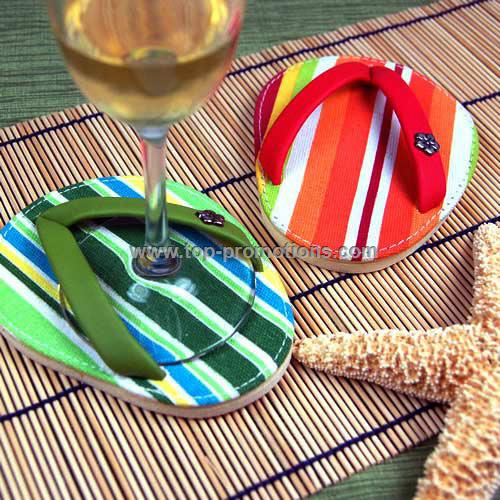 Cabana Stripes Flip Flop Coasters