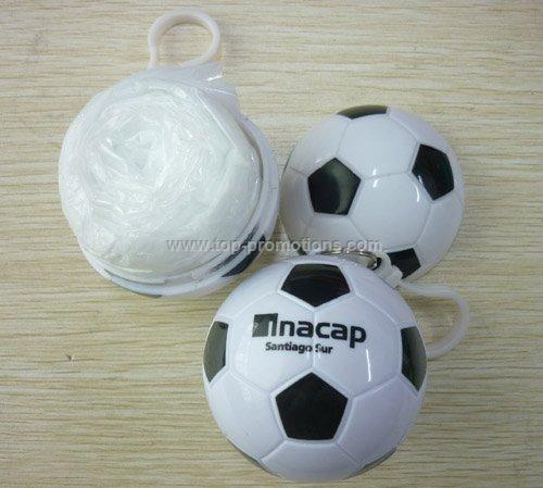 Disposable PE rain poncho ball with keyring