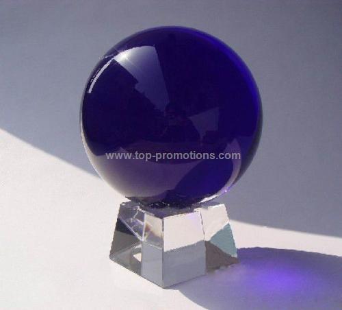 Blue Crystal Globe With Base