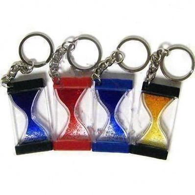 Plastic Liquid Sandglass Timer Keychain