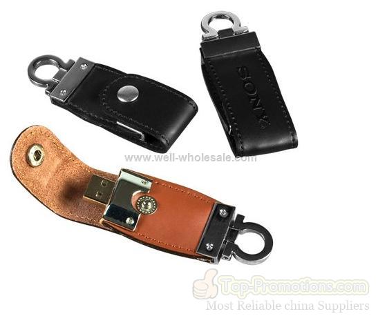 Logo Print Leather Usb