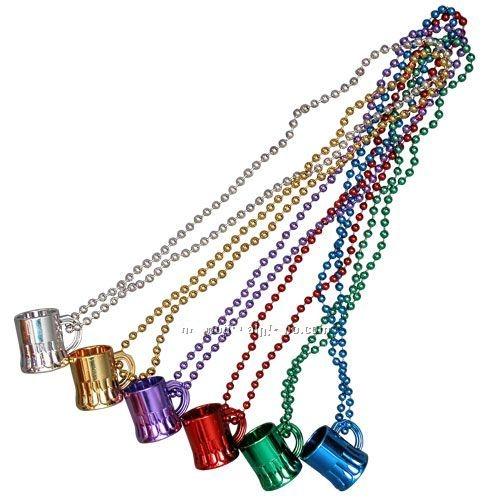 Beer Mug/Metallic Beads Necklace