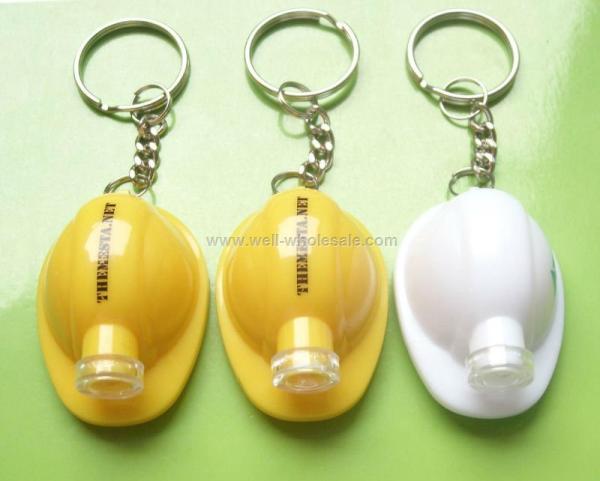 Mini Hard Hat Keychain Light, LED Helmet Keyholder