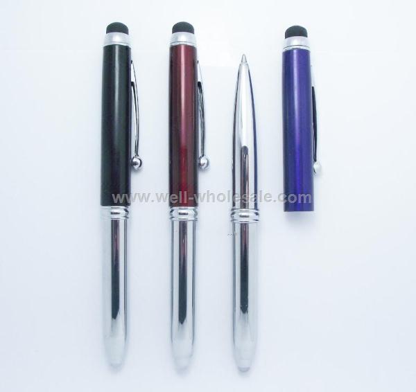 3-in-1 Stylus pen with capacitance tip, led torch and ballpoint pen