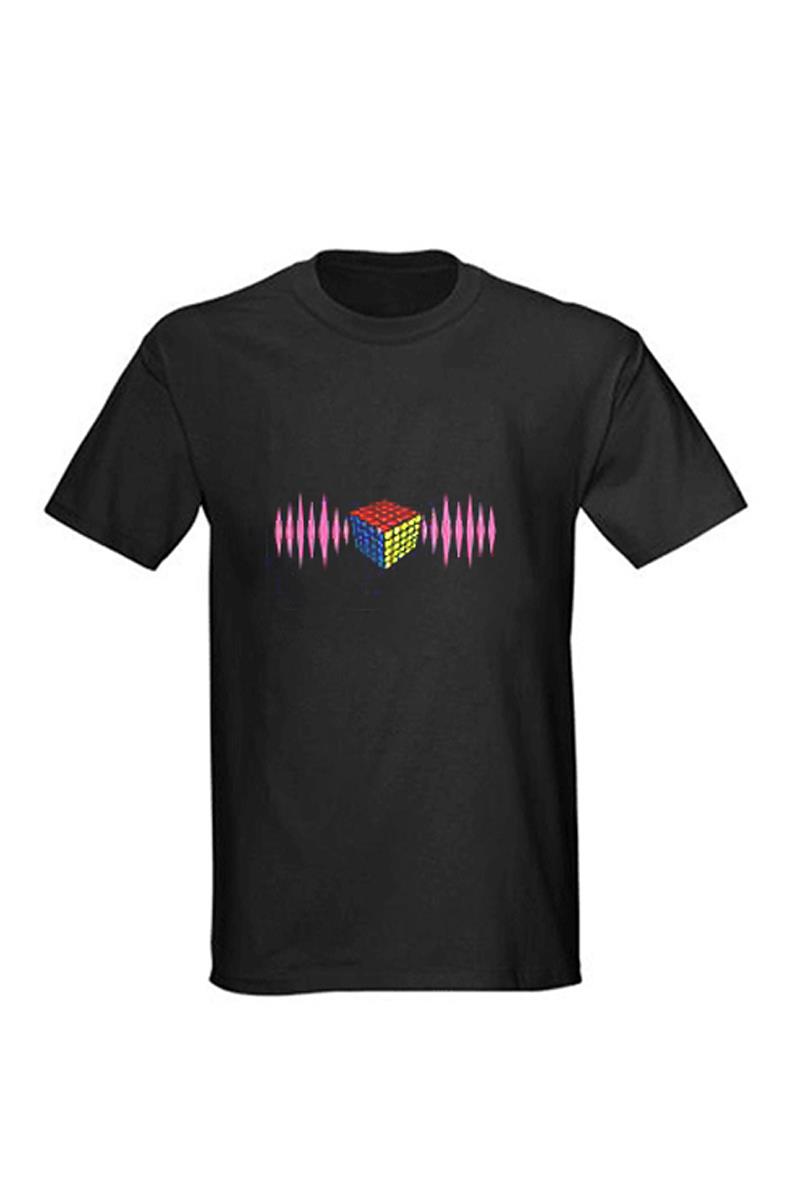 custom led shirt,LED Light Up T-Shirt Rubix Cube,US$5.15 -6.59/Piece