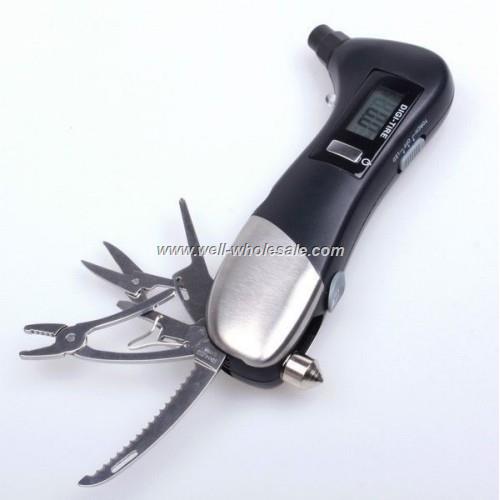 Emergency hammer function tire gauge