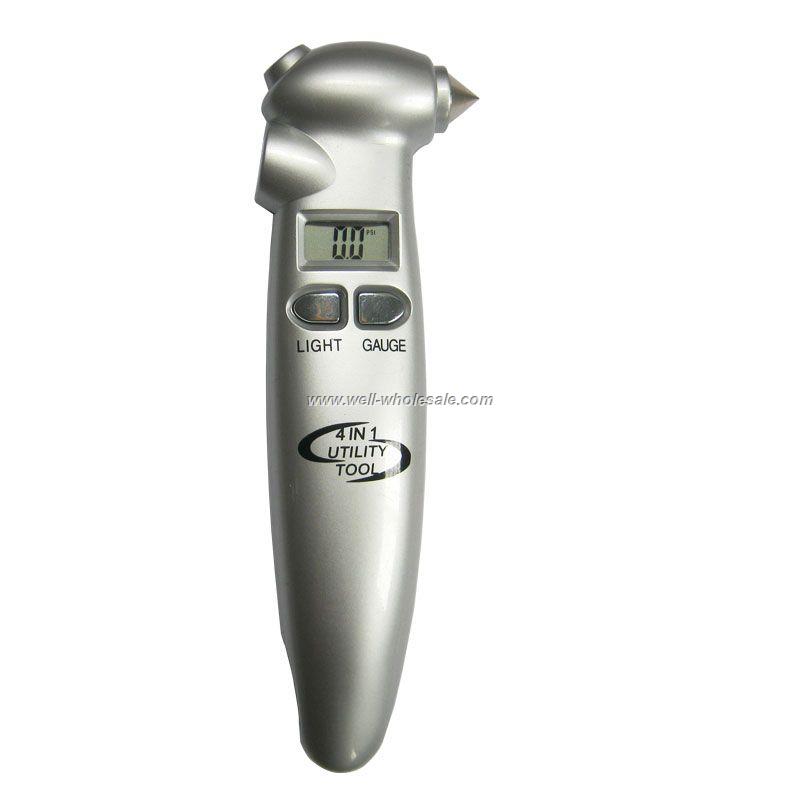 tyre pressure gauge with life hammer