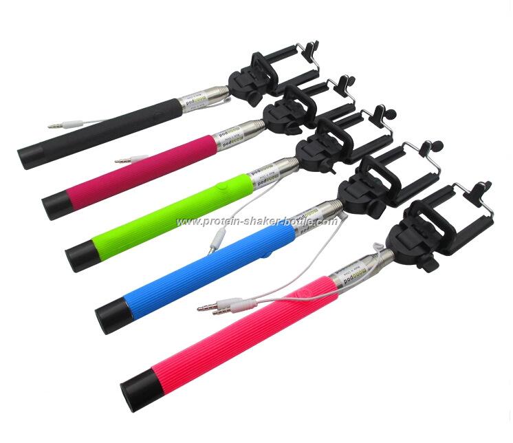 New design extendable cable take pole universal wired selfie stick with shutter remote control Shaft for mobile phone