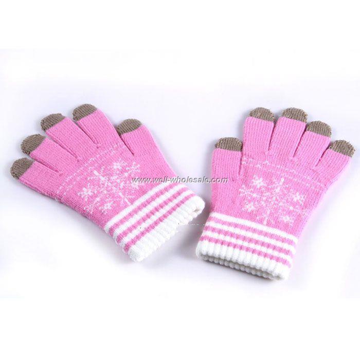 PINK WHITE WINTER WARM GLVOES