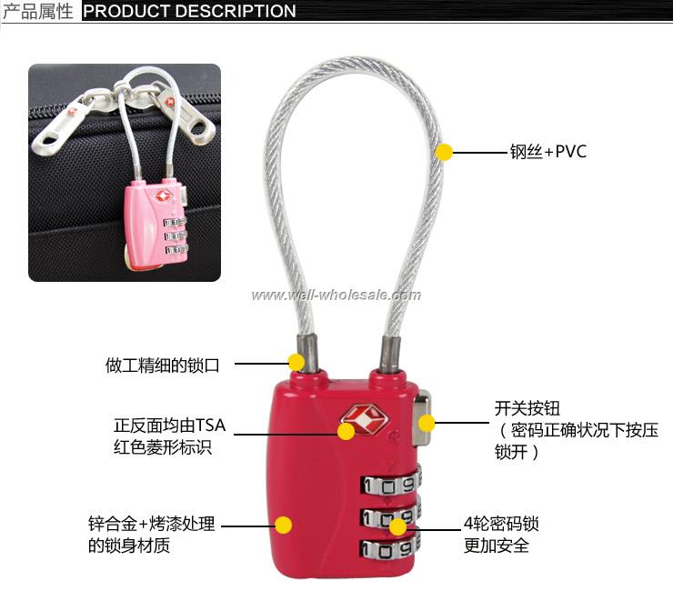 TSA combination code Lock for Luggage case /Brief case TSA lock Tsa