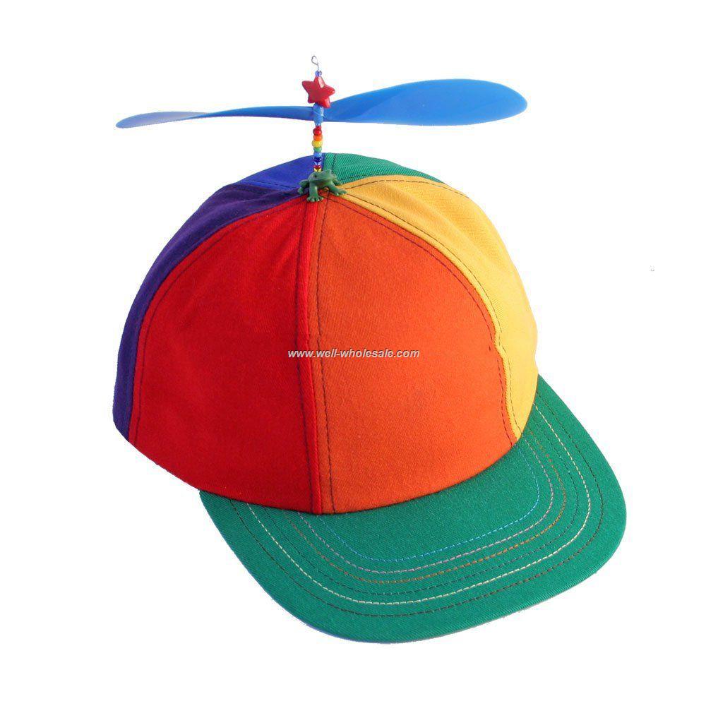 Multi-color cotton propeller cap with elastic back