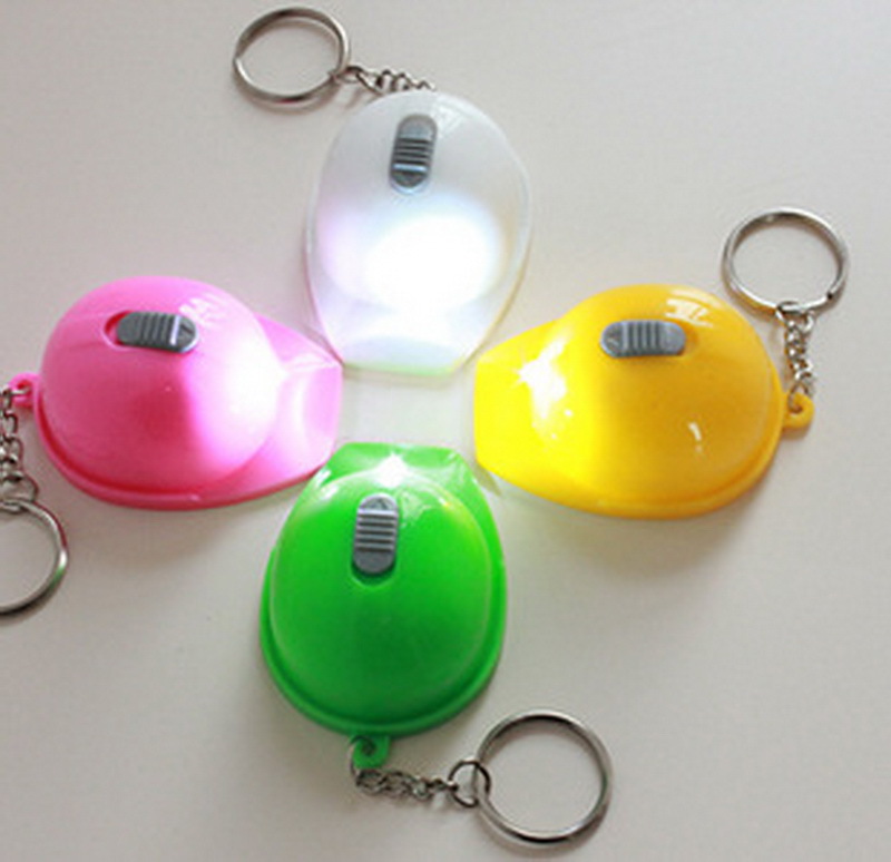 Customized Logo PVC LED Safety Helmet Keychain