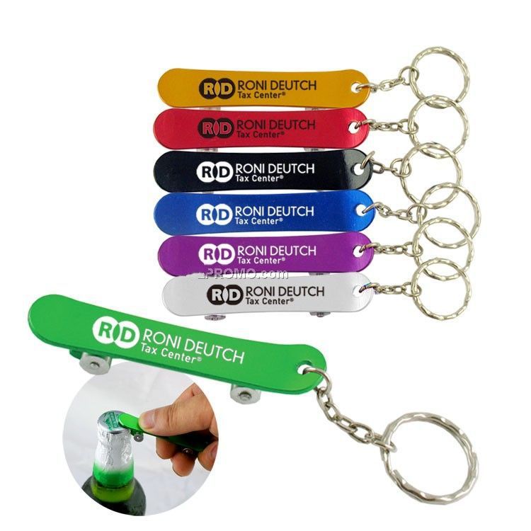 aluminum skateboards bottle opener key chain with laser logo