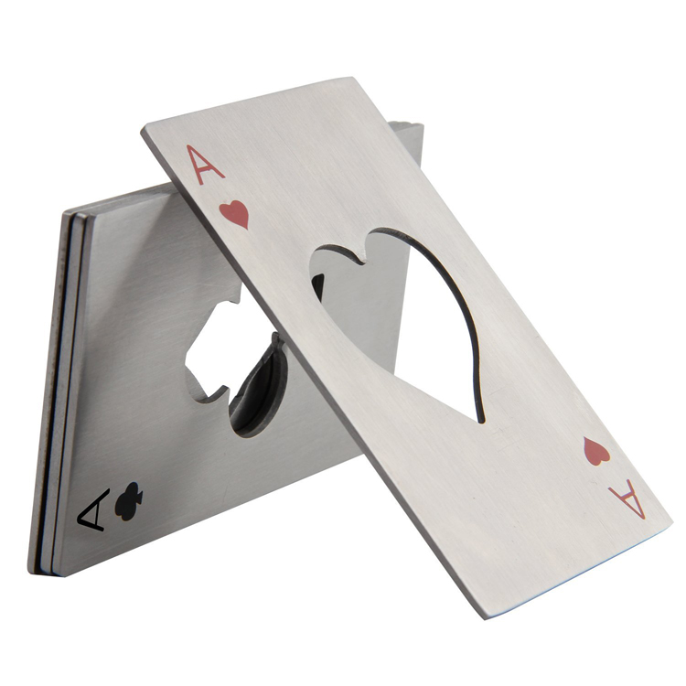 Stainless Steel Playing Card Ace of Spades Poker Bottle Opener