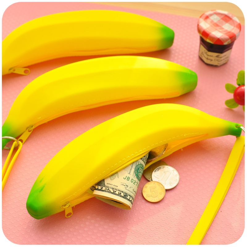 Promotional banana shaped creative silicone coin purse