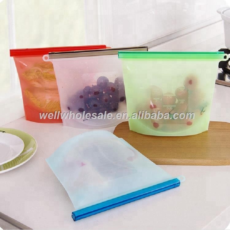 Reusable Silicone Food Storage Bag Washable Silicone Fresh Bag for Fruits Vegetables Meat Preservation