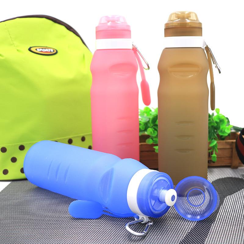 Custom Logo Portable Leak-proof Foldable Collapsible Silicone Travel Water Bottle