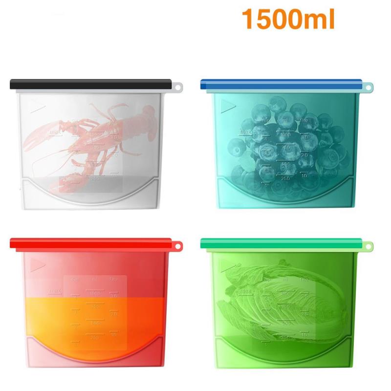 2018 Amazon Reusable Vacuum Eatable BPA Free Vacuum Keep Fresh Grade Vegetable Preservation Container Silicone Food Storage Bag