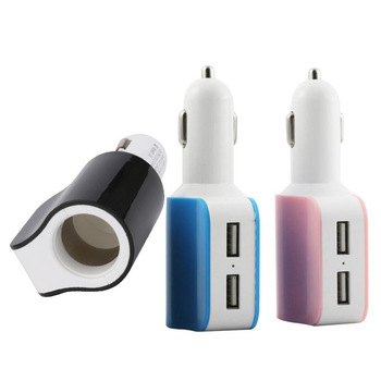 2 USB 3.1A one way cigarette lighter socket splitter phone usb car charger f