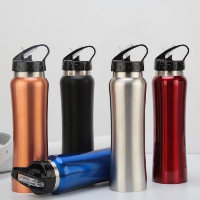 500ml/750ml Double Wall Stainless Steel Water Bottle Sports Travel Bottle BPA Free With Straw