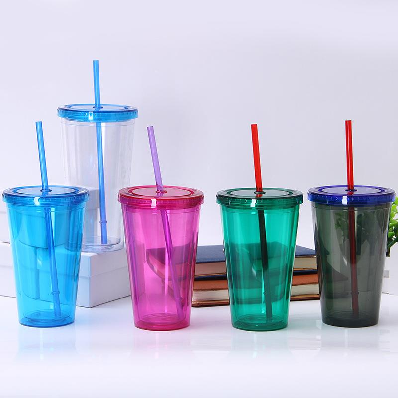 Promotional Logo Printed 16oz Plastic Straw Cup