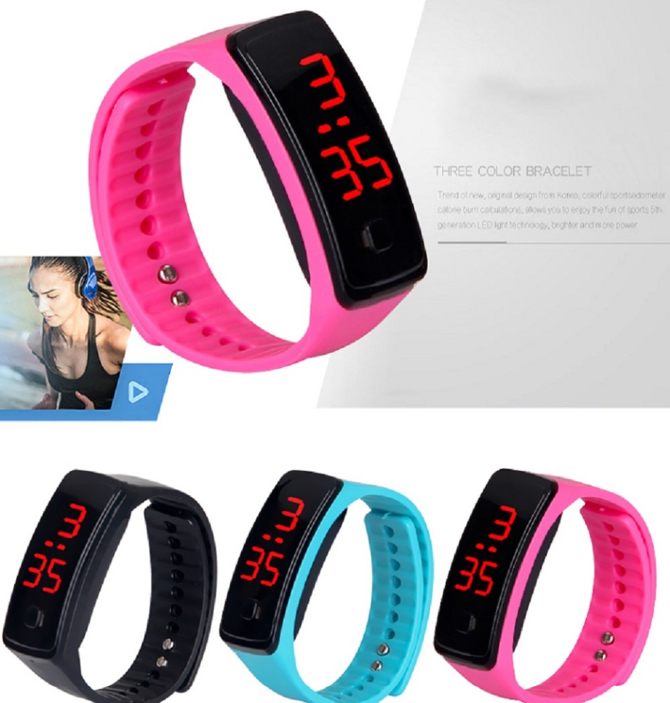 Silicone Band Watches Electronic LED Digital Outdoor Sport Wrist Watch Candy Colors Watches