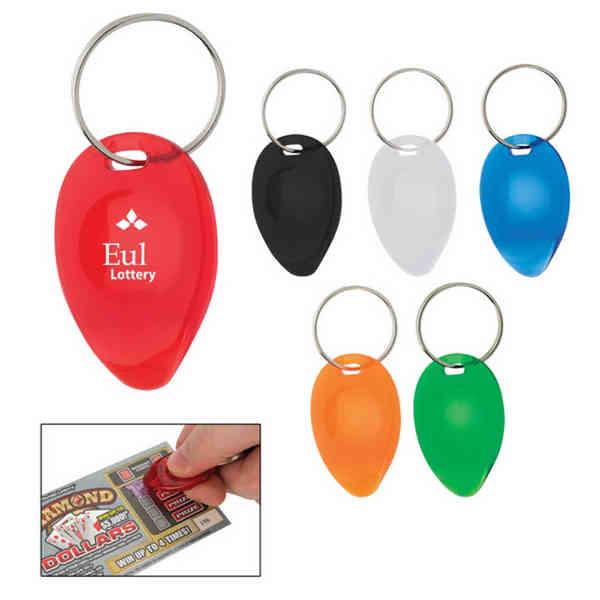 OEM scratch off lottery ticket plastic scratcher keychain