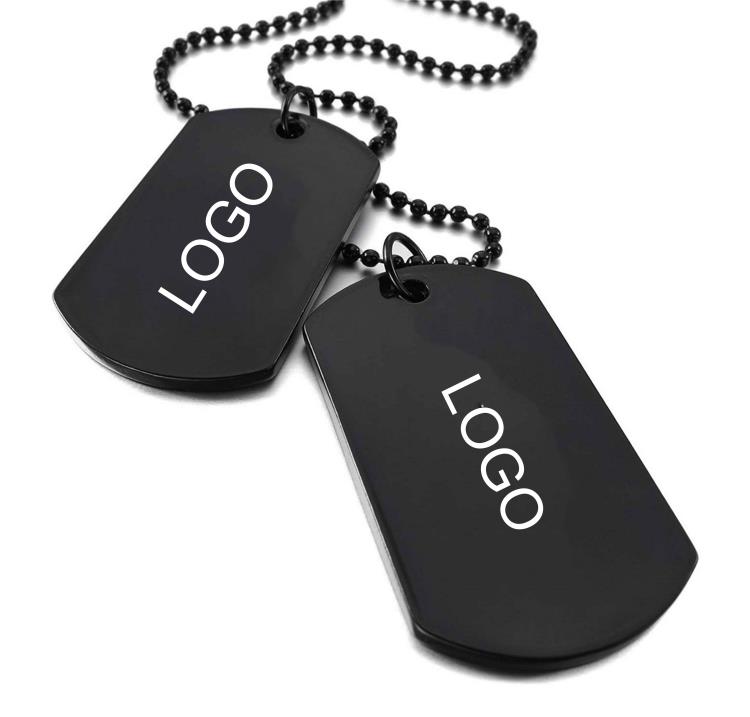 Black Dogtag set with custom logo printing for promotion