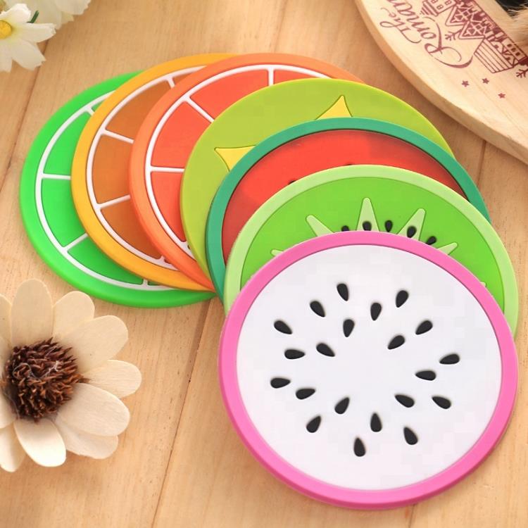 Custom Lovely Fruit Shape Plate Mat, PVC Rubber Cup Mat Coasters for Kids