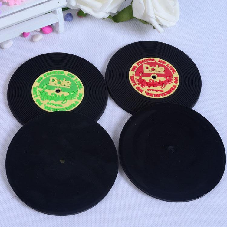 Manufacture record CD cup coaster custom soft pvc coaster