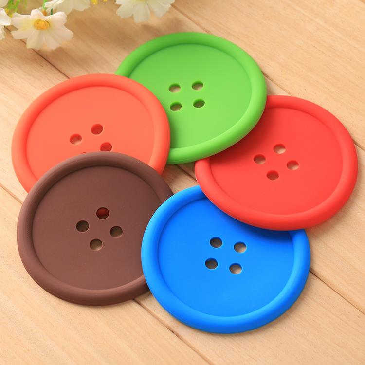 button shaped silicone mat cup coaster