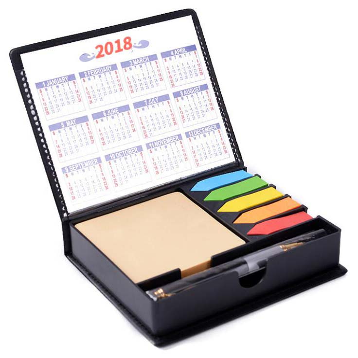 Promotional items PU Leather Cover Sticky Note Sets with gift pens